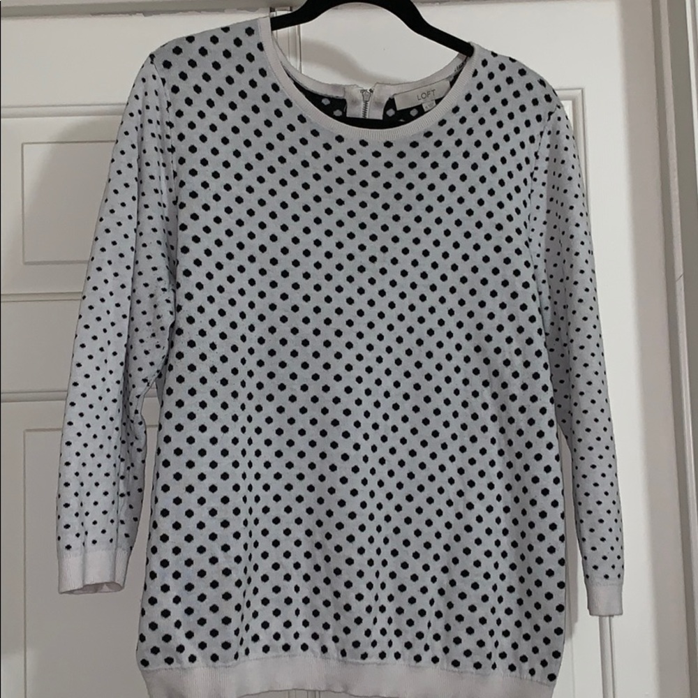 Loft Black and White Polka Dot Sweater